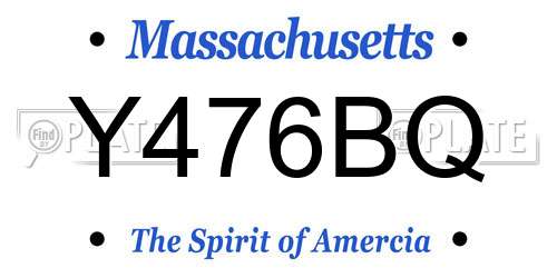 Y476BQ Massachusetts License Plate
