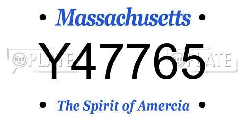 Y47765 Massachusetts License Plate
