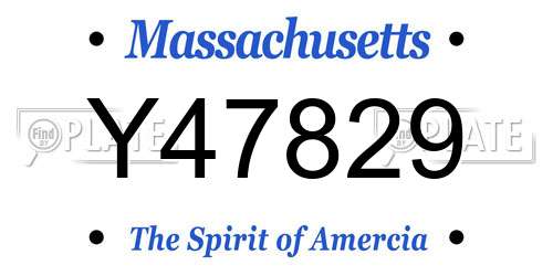 Y47829 Massachusetts License Plate