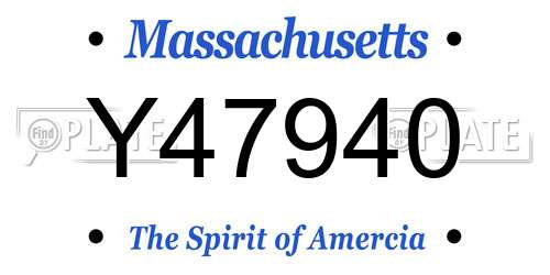Y47940 Massachusetts License Plate