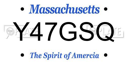 Y47GSQ Massachusetts License Plate