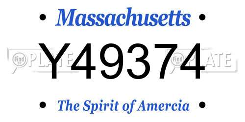 Y49374 Massachusetts License Plate