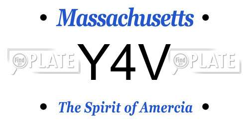 Y4V Massachusetts License Plate