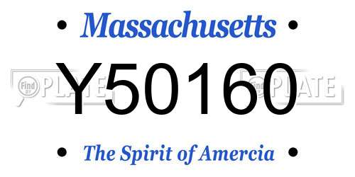 Y50160 Massachusetts License Plate