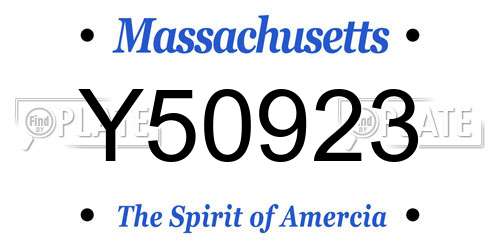 Y50923 Massachusetts License Plate