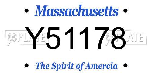 Y51178 Massachusetts License Plate