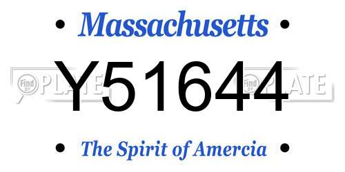 Y51644 Massachusetts License Plate