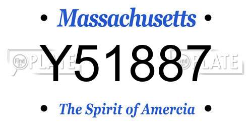 Y51887 Massachusetts License Plate