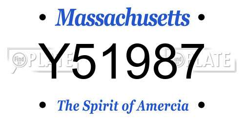 Y51987 Massachusetts License Plate