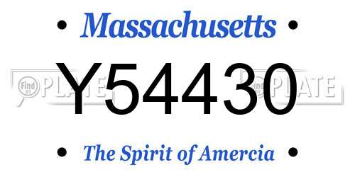Y54430 Massachusetts License Plate
