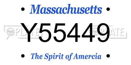 Y55449 Massachusetts License Plate
