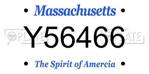 Y56466 Massachusetts License Plate