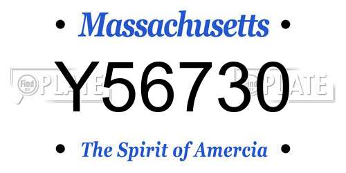 Y56730 Massachusetts License Plate