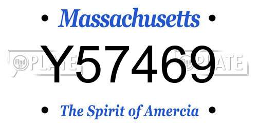 Y57469 Massachusetts License Plate