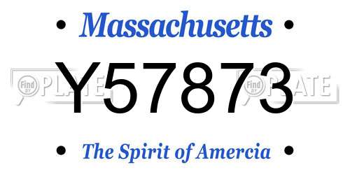 Y57873 Massachusetts License Plate