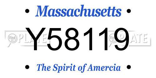 Y58119 Massachusetts License Plate