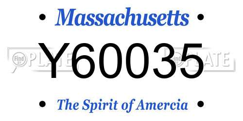 Y60035 Massachusetts License Plate