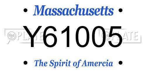 Y61005 Massachusetts License Plate