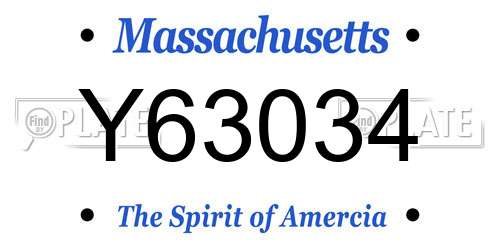 Y63034 Massachusetts License Plate