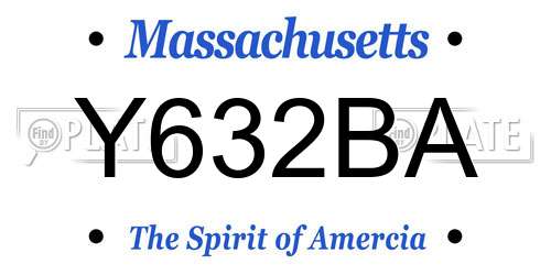 Y632BA Massachusetts License Plate