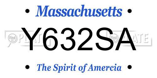 Y632SA Massachusetts License Plate