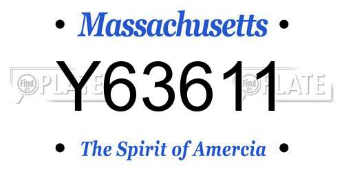 Y63611 Massachusetts License Plate