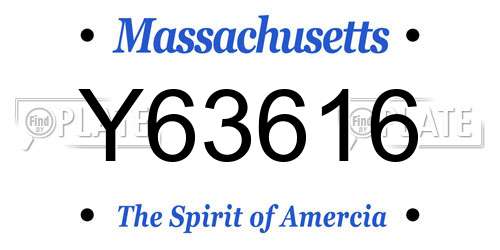 Y63616 Massachusetts License Plate