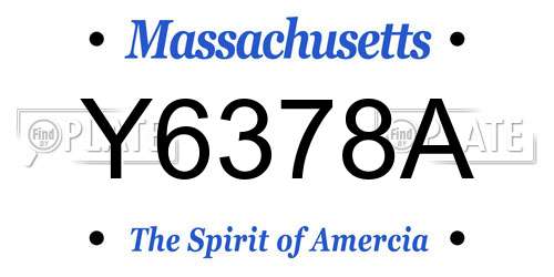 Y6378A Massachusetts License Plate