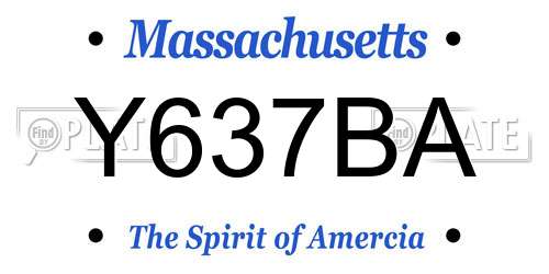 Y637BA Massachusetts License Plate