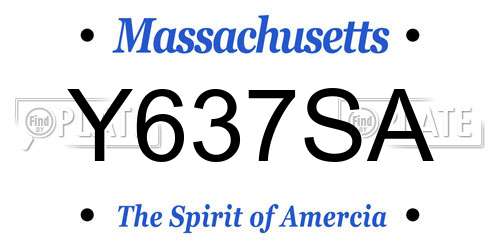 Y637SA Massachusetts License Plate