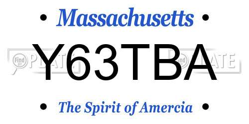 Y63TBA Massachusetts License Plate