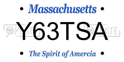 Y63TSA Massachusetts License Plate