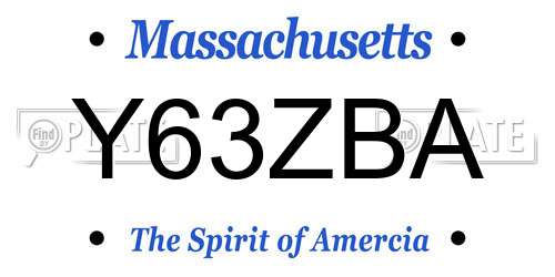 Y63ZBA Massachusetts License Plate