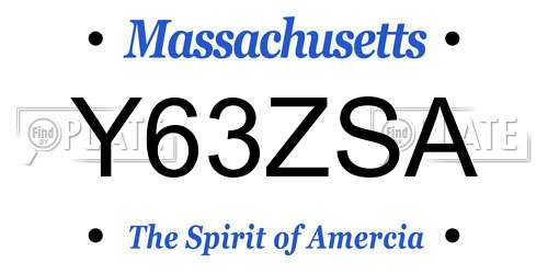 Y63ZSA Massachusetts License Plate