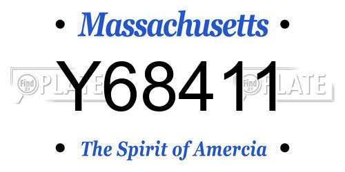 Y68411 Massachusetts License Plate