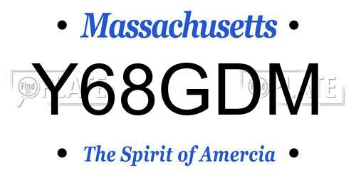 Y68GDM Massachusetts License Plate