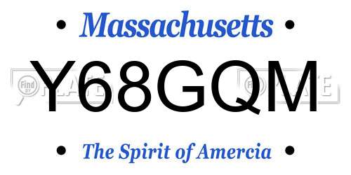 Y68GQM Massachusetts License Plate