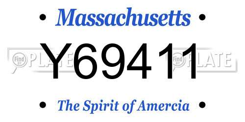 Y69411 Massachusetts License Plate