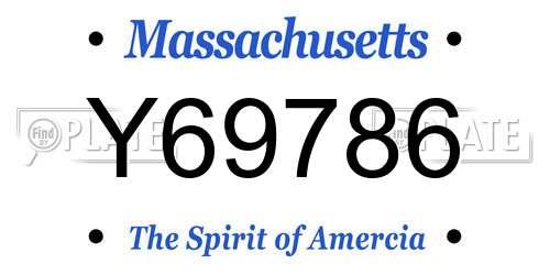 Y69786 Massachusetts License Plate