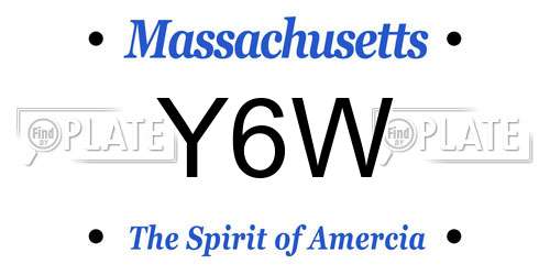 Y6W Massachusetts License Plate