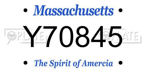 Y70845 Massachusetts License Plate