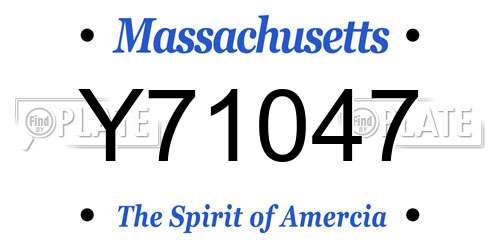 Y71047 Massachusetts License Plate