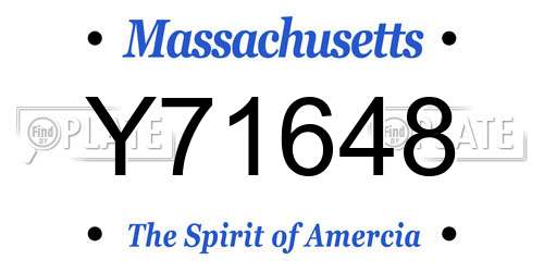 Y71648 Massachusetts License Plate
