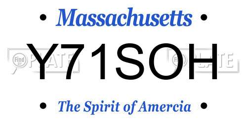 Y71SOH Massachusetts License Plate
