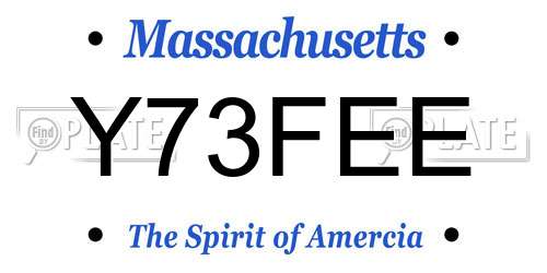Y73FEE Massachusetts License Plate