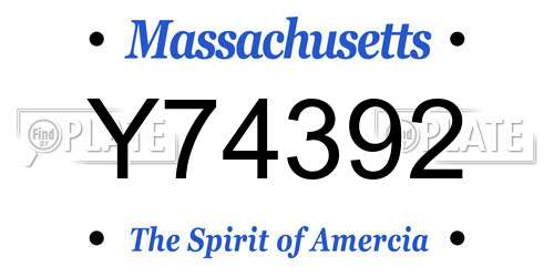Y74392 Massachusetts License Plate