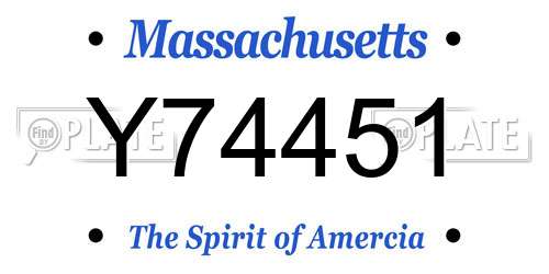 Y74451 Massachusetts License Plate