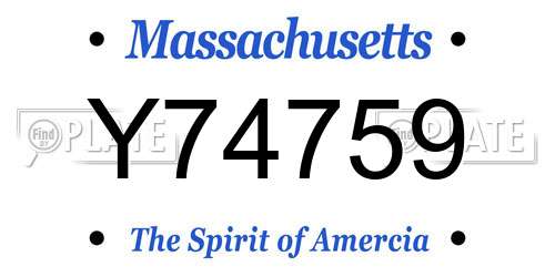 Y74759 Massachusetts License Plate