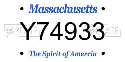 Y74933 Massachusetts License Plate