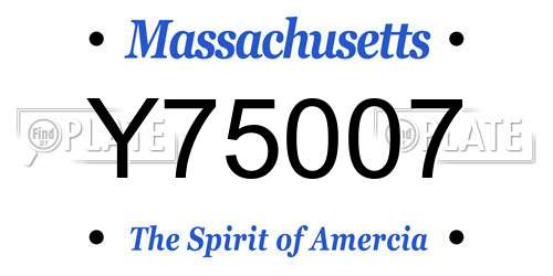 Y75007 Massachusetts License Plate